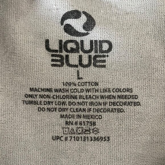 Liquid Blue Gray Tie-dye Wolf T-Shirt Men's Size Large Short-Sleeve Graphic Tee - Picture 9 of 11